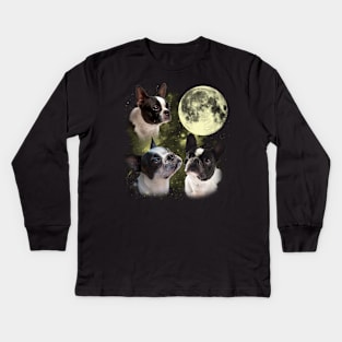 Boston Terriers The Moon Classic Dog Breed Kids Long Sleeve T-Shirt